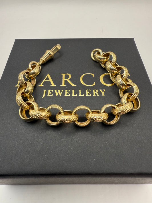 9ct Gold Belcher Bracelet 7.25" 12mm 27.12g