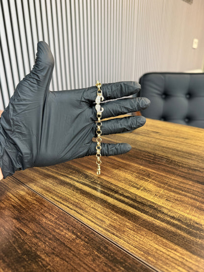9ct Gold Boxing Glove Belcher Bracelet 7.1" 7.5mm 11.1g