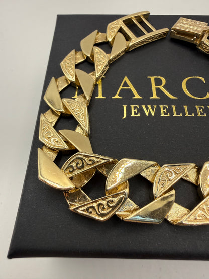 9ct gold chaps bracelet 9" 12mm 57.9g