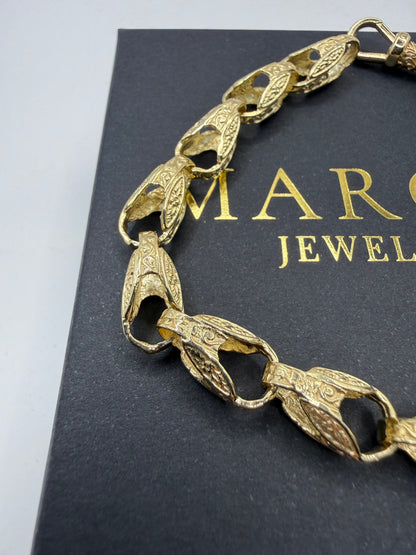 9ct Gold Tulip Bracelet 9.25" 8/9mm 22.21g