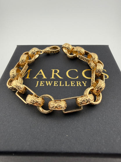 9ct Gold Gypsy Belcher Bracelet 8” 11.5mm 28.79g