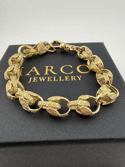 9ct Gold Tulip Bracelet 9.2” 11mm 33.39g