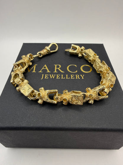9ct Gold Lego Bracelet 9" 12mm 44.47g