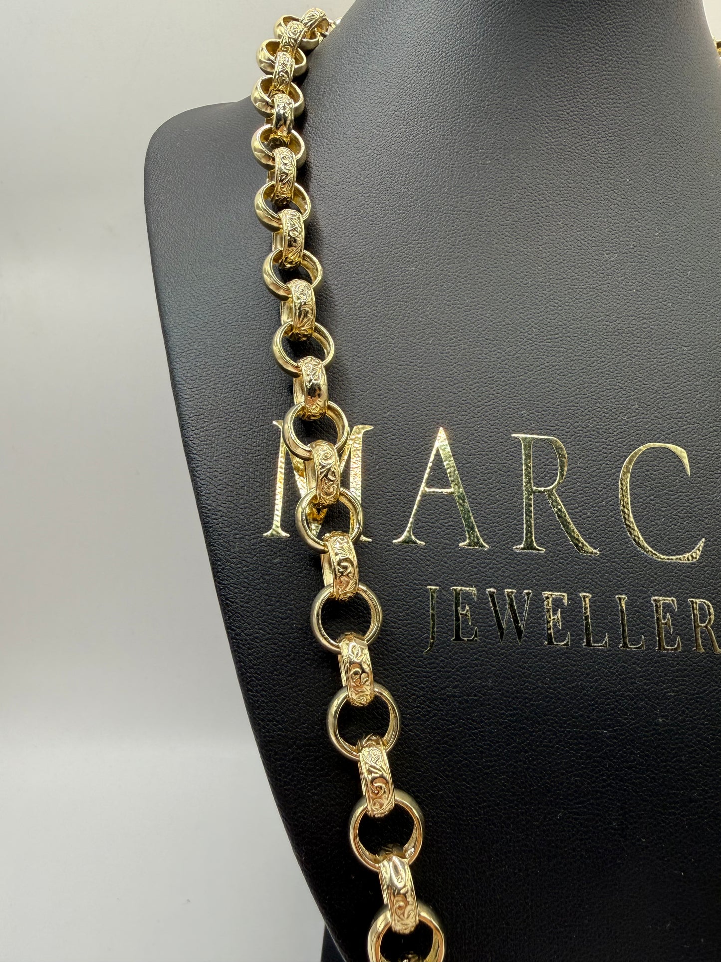 9ct Gold Belcher Chain 24.5" 11mm 77.36g