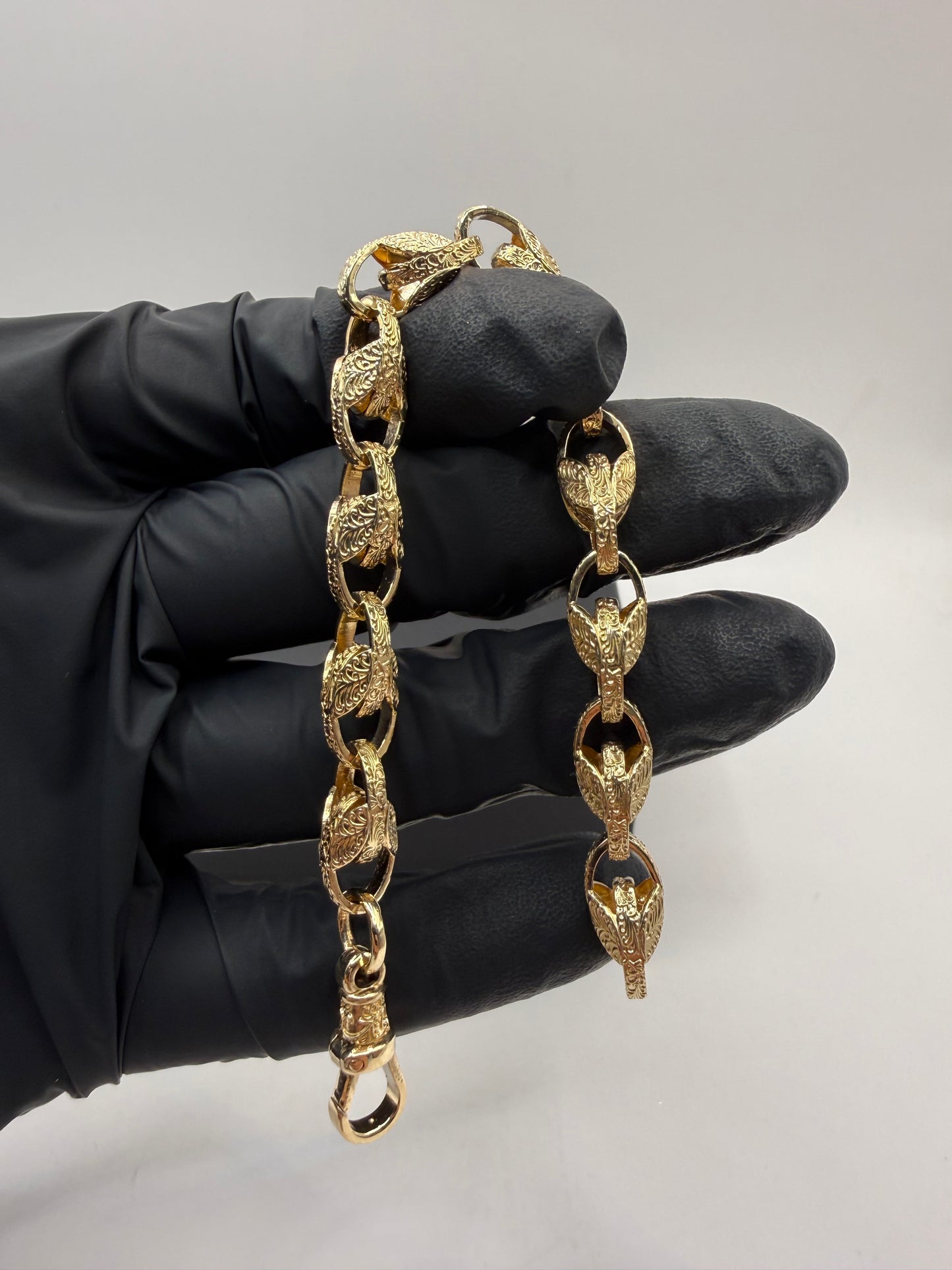 9ct Gold Tulip Bracelet 7.5" 8mm 22.96g