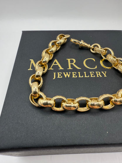 9ct Gold Belcher Bracelet 9" 9-10mm 21.95g