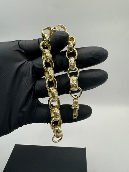 9ct Gold Oval Belcher Bracelet 9.25” 12-14mm 49.75g
