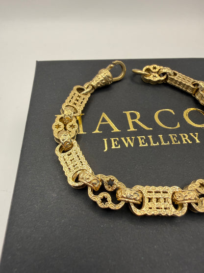 9ct Gold Stars & Bars Bracelet 9.25" 9mm 28.23g