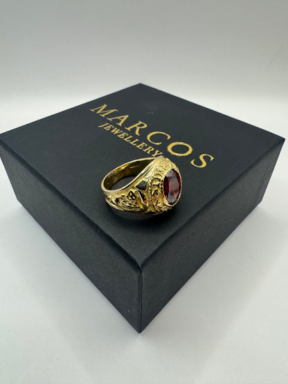 9ct Gold College Ring in Red Size X 11.85g