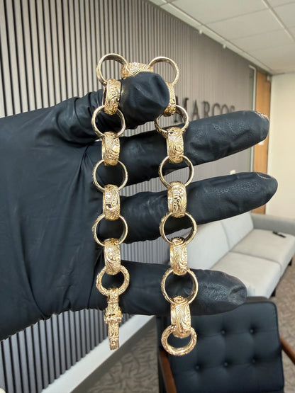9ct Gold Belcher Bracelet 9.25" 14mm 35.4g