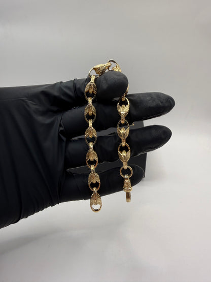 9ct Gold Tulip Bracelet 8" 8mm 24.49g