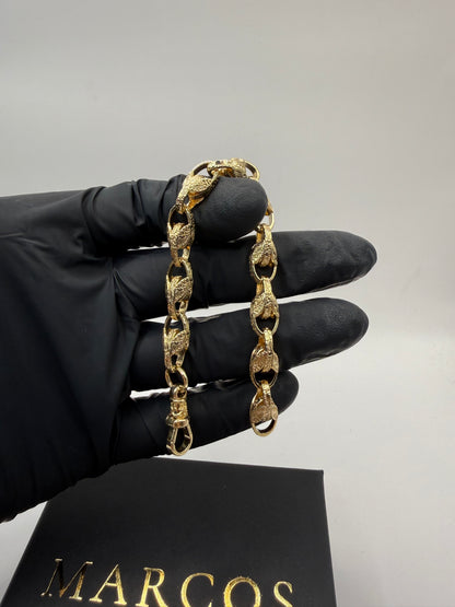 9ct Gold Tulip Bracelet 7" 8mm 21.13g