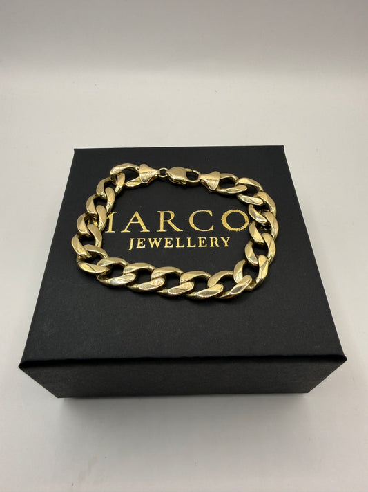 9ct Gold Curb Bracelet 8.1" 11mm 33.53g