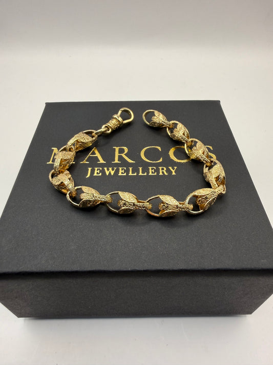 9ct Gold Tulip Bracelet 7.5" 8mm 22.96g