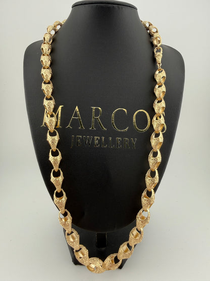9ct Gold Acorn Chain 25.5" 11mm 87.85g