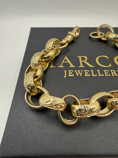 9ct Gold Belcher Bracelet 9.25" 12mm 49.89g