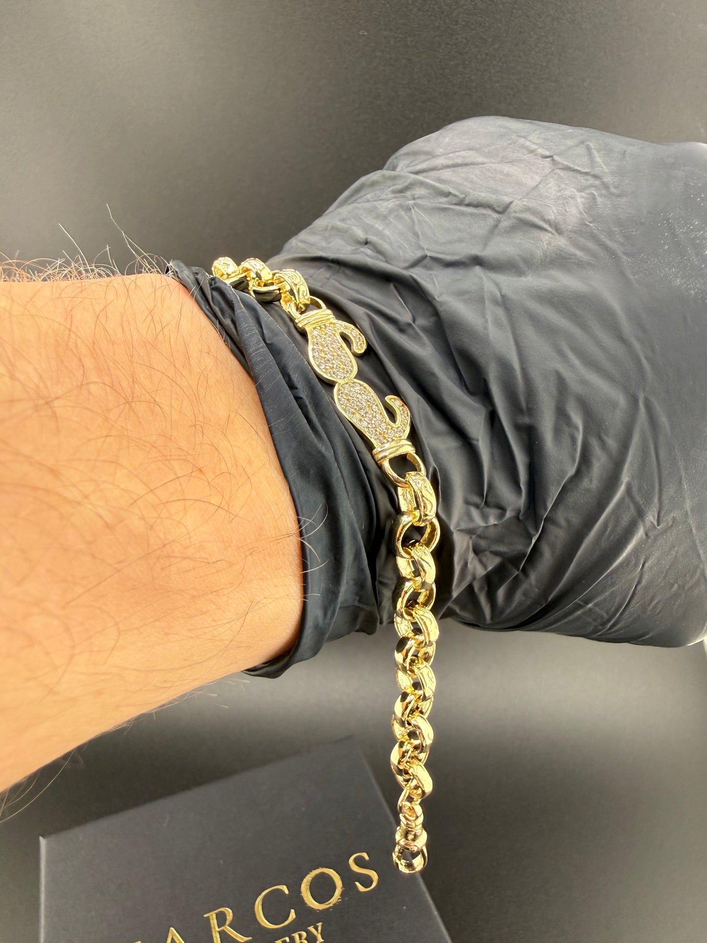 9ct Gold Children's Boxing Glove Belcher Bracelet 6.9" 7mm 11.37g