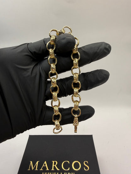 9ct Gold Belcher Bracelet 9" 10mm 26.54g