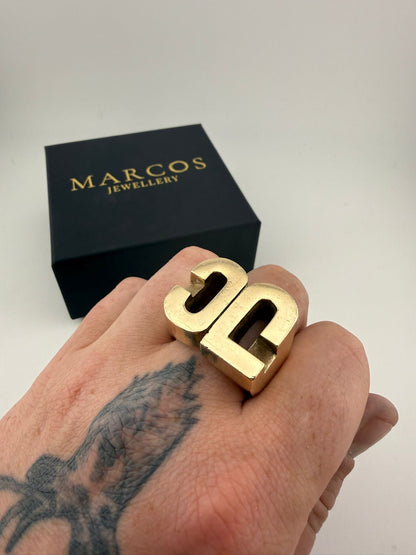 9ct Gold Initial Ring JC Size Z1 90.6g