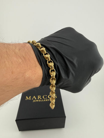 9ct Gold Tulip Bracelet 8.25" 9mm 22.12g
