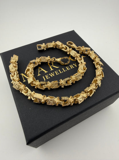 9ct Gold Lego Bracelet 7.95" 8mm