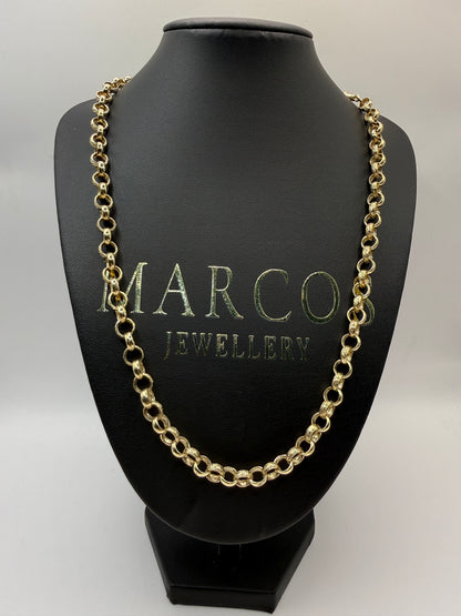 9ct Gold Belcher Chain 22.5" 7mm 38.5g