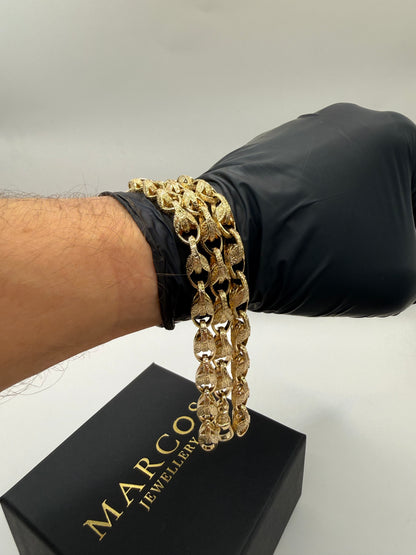 9ct Gold Tulip Bracelet 8" 8mm 25.88g