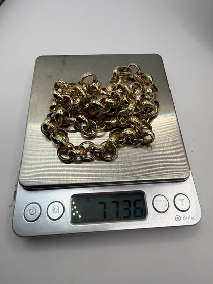 9ct Gold Belcher Chain 24.5" 11mm 77.36g