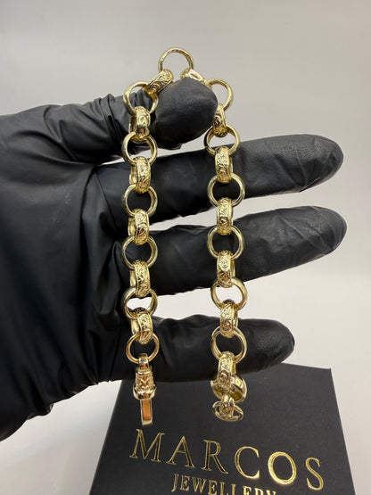 9ct Gold Belcher Bracelet 9.65" 11mm 28.67g