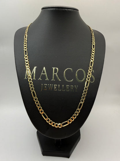 9ct Gold Figaro Chain 22” 6mm 19.5g