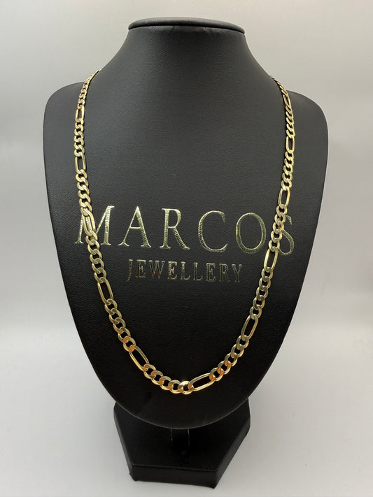 9ct Gold Figaro Chain 22” 6mm 19.5g