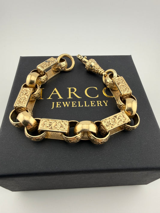 9ct Gold Gypsy Bracelet 8.75" 10/11mm 58.63g