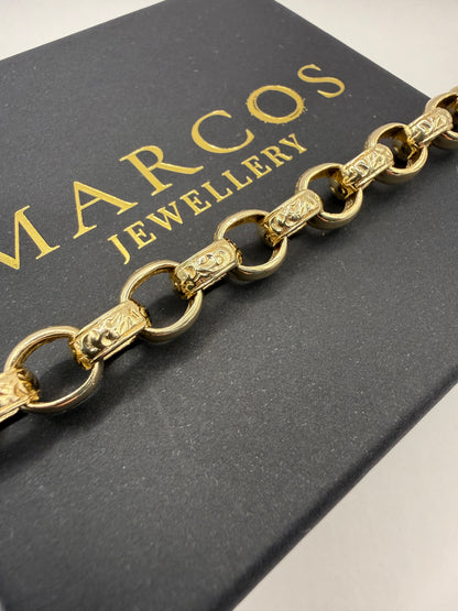 9ct Gold Belcher Bracelet 9.6" 10-11mm 29.1g