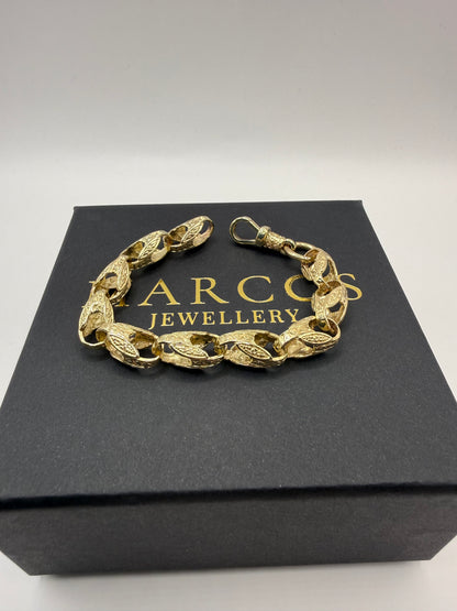 9ct Gold Tulip Bracelet 7" 8mm 17.3g