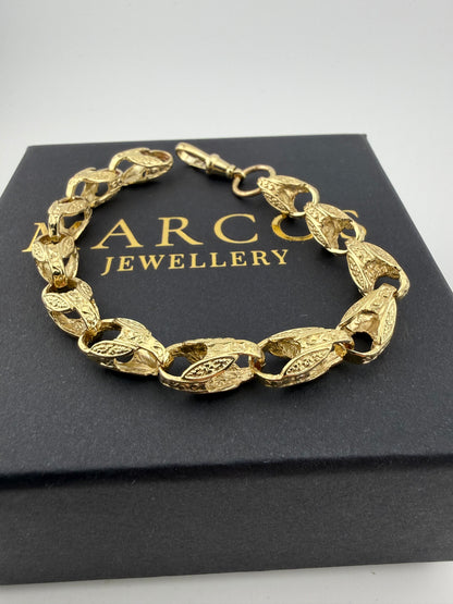 9ct Gold Tulip Bracelet 8.25” 8mm 18.18g