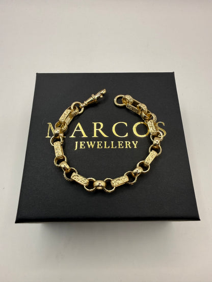 9ct Gold Gypsy Bracelet 7.5" 8mm 19.06g