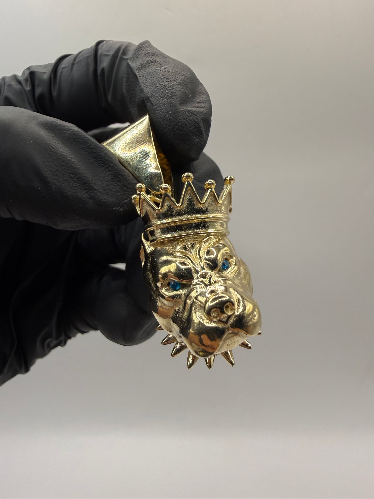 9ct Gold Bulldog Head Pendant 2" 19mm 9mm bale 12.1g