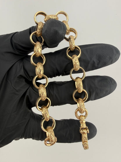9ct Gold Belcher Bracelet 8.8" 12mm 30.9g