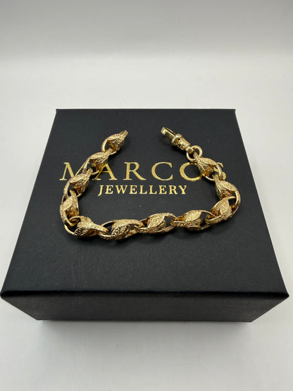 9ct Gold Tulip Bracelet 7.4" 8mm 23.6g