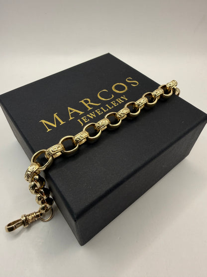 9ct Gold Belcher Bracelet 9.6" 10-11mm 29.1g