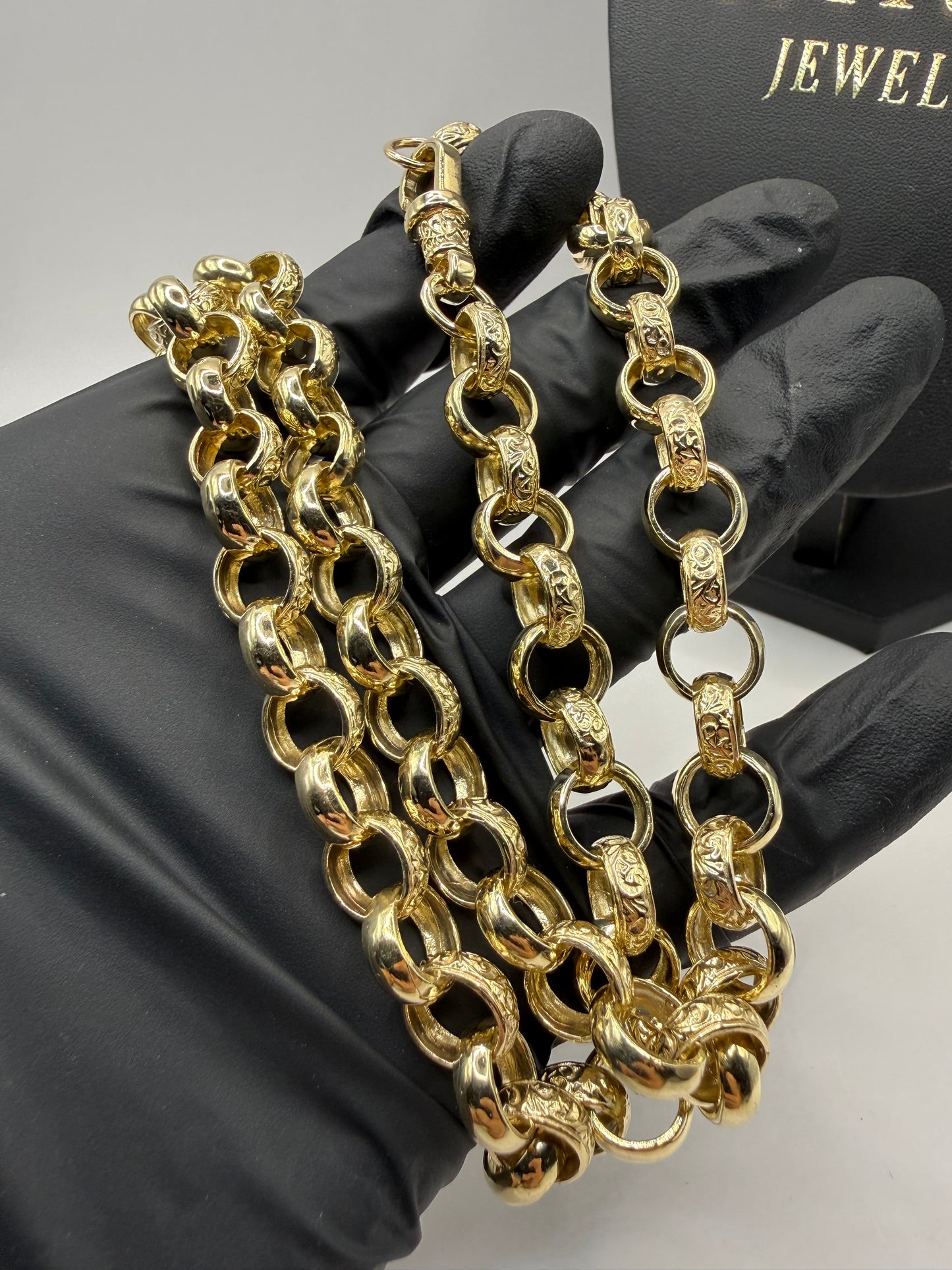 9ct Gold Belcher Chain 24.5" 11mm 77.36g