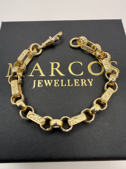 9ct Gold Gypsy Bracelet 7.5" 8mm 19.06g