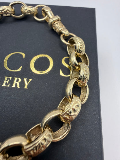 9ct Gold Belcher Bracelet 9.6" 10-11mm 29.1g