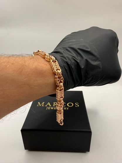 9ct Gold Stars & Bars Bracelet 7.5" 10mm 25.3g
