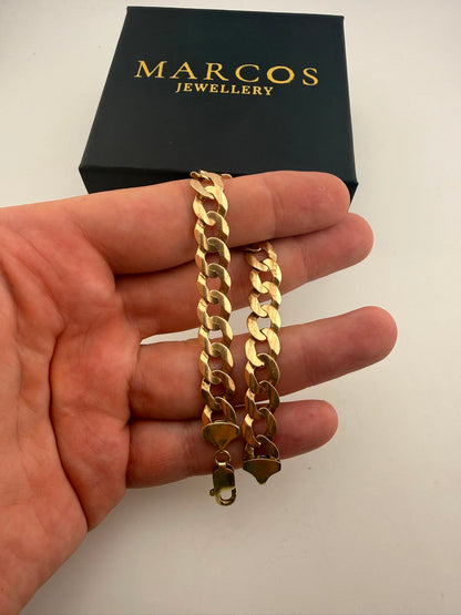 9ct Gold Curb Bracelet 8.5" 9.5mm 17.7g