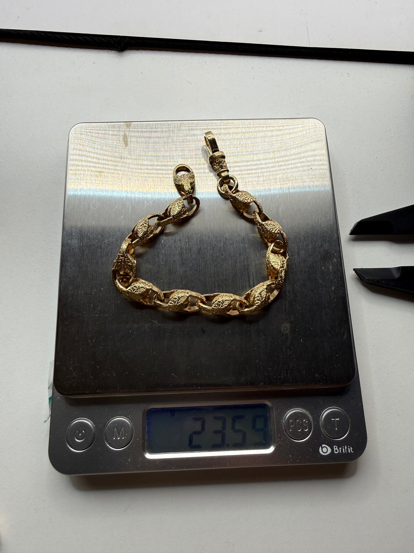 9ct Gold Tulip Bracelet 7.4" 8mm 23.6g