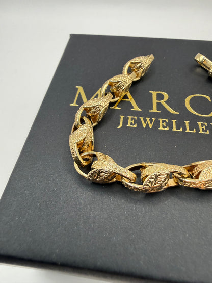 9ct Gold Tulip Bracelet 7.4" 8mm 23.6g