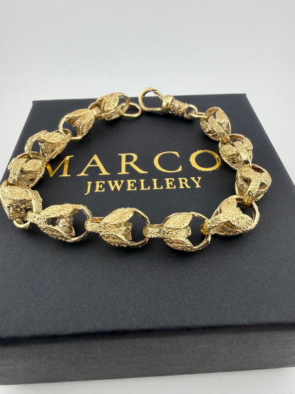 9ct Gold Tulip Bracelet 9.25" 11mm 33.1g