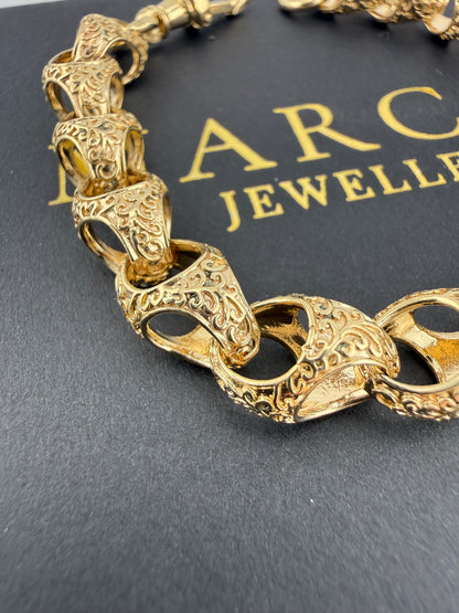 9ct Gold Acorn Bracelet 8.3" 9mm 25g