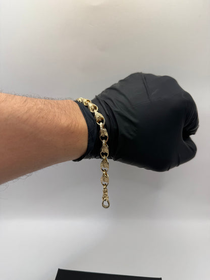 9ct Gold Tulip Bracelet 8" 8mm 26.72g